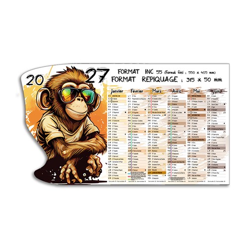 CALENDRIER DECOUPE MONKEY POP_INC 55_ 2027